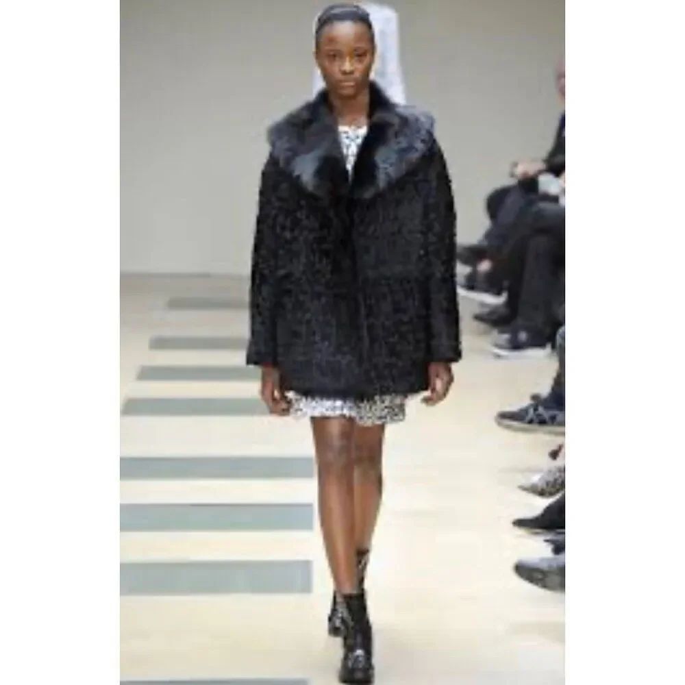 N.L Kaplan Women’s Black Persian Lambswool & Fur Bolero jacket Size M